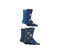 SOCKSHOP Men's 5 Pair Plain & Patterned Cotton Socks with Tops in Blue | Size: 7-11 SockShop Blue 7-11