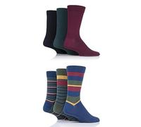 SockShop Mens 6 Pair Socks - Soft, Breathable & Cooling Bamboo Socks with a Gentle Comfort Cuff in Plains and Stripes, Bright and Colourful Multipack Royal Stripes 7-11