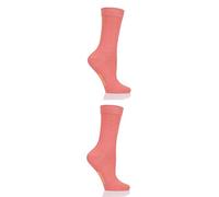 SockShop Mens and Ladies Plain and Striped Colour Burst Bamboo Socks with Smooth Toe Seams Pack of 2 Peaches and Cream 4-8