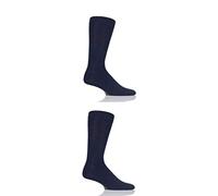 SockShop Mens and Ladies Plain and Striped Colour Burst Bamboo Socks with Smooth Toe Seams Pack of 2 In The Navy 6-11