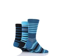 SockShop Men's Comfort Cuff Socks - Striped and Plain Soft Breathable & Cooling Bamboo Material Multipack of 3 Pairs Big City 12-14