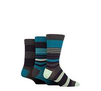 SockShop Men's Comfort Cuff Socks - Striped and Plain Soft Breathable & Cooling Bamboo Material Multipack of 3 Pairs Sage 12-14