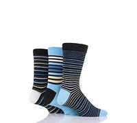 SockShop Men's Comfort Cuff Socks - Striped and Plain Soft Breathable & Cooling Bamboo Material Multipack of 3 Pairs Cool Neon 7-11