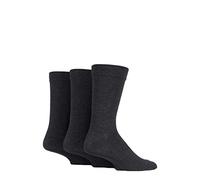 SockShop Men's Comfort Cuff Socks - Striped and Plain Soft Breathable & Cooling Bamboo Material Multipack of 3 Pairs Grey 12-14
