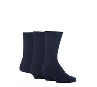 SockShop Men's Comfort Cuff Socks - Striped and Plain Soft Breathable & Cooling Bamboo Material Multipack of 3 Pairs Navy 12-14