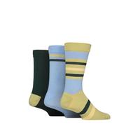SockShop Men's Comfort Cuff Socks -Striped and Plain Soft Breathable & Cooling Bamboo Material Multipack of 3 Pairs (UK, Numeric, 12, 14, Regular, Regular, Avocado)
