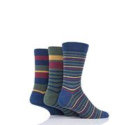 SockShop Men's Comfort Cuff Socks - Striped and Plain Soft Breathable & Cooling Bamboo Material Multipack of 3 Pairs Cedar 7-11