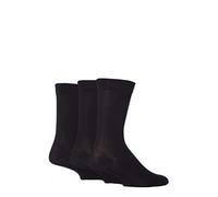 SockShop Men's Comfort Cuff Socks - Striped and Plain Soft Breathable & Cooling Bamboo Material Multipack of 3 Pairs Blacks 12-14