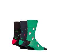 SockShop Mens Gentle Grip Bamboo Christmas Socks - Festive Soft Breathable Non-Binding Top Diabetic Friendly Comfort Fit, Winter Gift Idea, 3 Pairs, UK Size 6-11 Mixed Motif Pattern