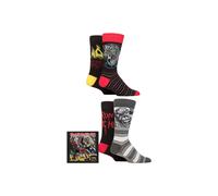 SOCKSHOP Men's Iron Maiden 4 Pair Exclusive to The Number of the Beast Gift Boxed Cotton Socks | Size: 4-7 SockShop Multicolor 4-7