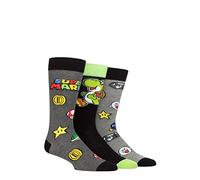 SockShop Mens Ladies and Kids Super Mario Enemies, Power Ups and Yoshi Cotton Socks Pack of 3 Multi 4-7 Ladies
