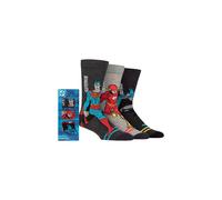 SockShop DC Comics Men’s 3 Pair Heroes Gift Boxed Cotton Socks - Colourful Crew Length Novelty Designs Featuring Batman Superman and The Flash, Fun Everyday Gift for Comic Book Fans Multi 6-11