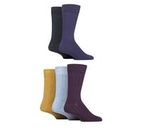 SockShop Men's Natural Bamboo Socks Various Designs Everyday Wear Plain, Patterned, Bright and Colourful 5 Pair Pack (UK, Numeric, 7, 11, Regular, Regular, Water Ribbed)