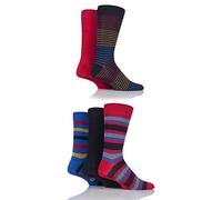 SockShop Men's Patterned Bright Colourful Natural Bamboo Socks Various Designs for Everyday Wear Size 7-11 Pack of 5 Classic Bright Striped 7-11