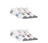 SockShop Mens Performance Sport Tech Half Cushioned Trainer Socks Pack of 6 in sizes 6-11 Assorted Colours Perfect for Sports and the Gym White 6-11