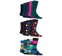 SockShop Mens Soft Bamboo Socks - Breathable & Cooling In Many Patterns and Colours in Size 7-11 in a 15 Pair Multipack Jewels 7-11