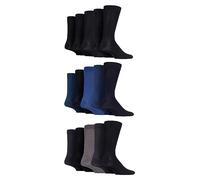 SockShop Mens Soft Bamboo Socks - Breathable & Cooling In Many Patterns and Colours in Size 7-11 in a 15 Pair Multipack Black/Blue/Grey 7-11