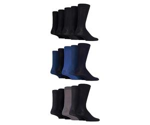SockShop Mens Soft Bamboo Socks - Breathable & Cooling In Many Patterns and Colours in Size 7-11 in a 15 Pair Multipack Black/Blue/Grey 7-11