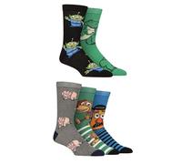 SockShop Mens Womens Toy Story Socks - 5 Pair Multipack Featuring Slinky Dog, Mr Potato Head, Rex, Ham and Aliens, Fun Colourful Character Cotton Footwear UK Sizes 6-11 4-8 Multi 6-11