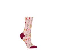SockShop RHS Royal Horticultural Society Women's Socks Patterned Fruit, Floral & Botanical, Bright & Colourful, Gift for Gardeners Size 4-8 1 Pair - Light Pink