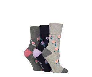 SockShop RHS Royal Horticultural Society Women's Socks - RHS x Gentle Grip Floral Botanical Pattern Cotton Gift for Gardeners Size 4-8 3 Pairs (UK, Numeric, 4, 8, Regular, Regular, Roses)