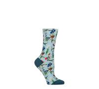 SockShop RHS Women's Socks Fruit, Floral & Botanical Patterns, Royal Horticultural Society Gift for Gardeners, 1 Pair Size 4-8 (UK, Numeric, 4, 8, Regular, Regular, Pastel Teal)