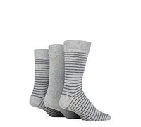 3 Pair 100% Recycled Fine Stripe Cotton Socks SOCKSHOP TORE Grey 7-11