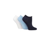 SOCKSHOP TORE Women's 3 Pair 100% Recycled Plain Cotton Trainer Socks in Blue | Size: 4-8 SOCKSHOP TORE Blue 4-8
