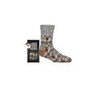 SOCKSHOP Wild Feet Men's Mens 1 Pair Christmas Slipper Socks in Santa Patterned Gift Box in Grey | Size: 7-11 SOCKSHOP Wild Feet Grey 7-11