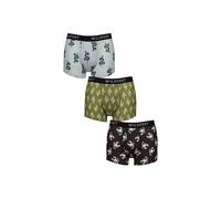 SOCKSHOP Wild Feet Men's Mens 3 Pack SOCKSHOP Wildfeet Patterned Trunks in Green | Size: Large SOCKSHOP Wild Feet Green L