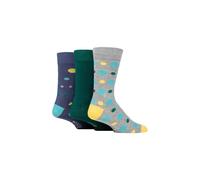 SOCKSHOP Wild Feet Men's Mens 3 Pair Patterned Spots & Stripes Bamboo Socks in Dark Grey | Size: 7-11 SOCKSHOP Wild Feet Dark Grey 7-11