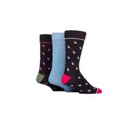 SOCKSHOP Wild Feet Men's Mens 3 Pair Patterned Spots & Stripes Bamboo Socks in Mid Navy | Size: 7-11 SOCKSHOP Wild Feet Mid Navy 7-11