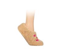 SOCKSHOP Wild Feet Women's 1 Pair Fluffy Fleece Lined Footsie Slipper Socks in Light Brown | Size: 4-8 SOCKSHOP Wild Feet Light Brown 4-8