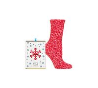 SOCKSHOP Wild Feet Women's 1 Pair SOCKSHOP Wildfeet Christmas Gift Boxed Popcorn Bed Socks in Red | Size: 4-8 SOCKSHOP Wild Feet Red 4-8