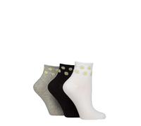 SockShop Wildfeet Ladies Ankle Socks - Plain with Patterned Cuff Mid Cut Ribbed Soft Cotton Crew Socks Pack of 3 Size 4-8 (UK, Numeric, 4, 8, Regular, Regular, Flowers)