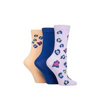 SockShop Wildfeet Ladies Bamboo Socks -Patterned Fun and Colourful Soft Breathable Socks Multipack of 3 Pairs (UK, Numeric, 4, 8, Regular, Regular, Animal Lilac/Navy/Peach)