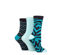 SOCKSHOP Wildfeet Ladies Bamboo Socks -Patterned Fun and Colourful Soft Breathable Socks Multipack of 3 Pairs (UK, Numeric, 4, 8, Regular, Regular, Animal Print Navy)
