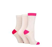 SockShop Wildfeet Ladies Bamboo Socks -Patterned Fun and Colourful Soft Breathable Socks Multipack of 3 Pairs (UK, Numeric, 4, 8, Regular, Regular, Polka Dot Oatmeal)