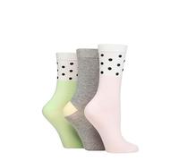 SockShop Wildfeet Ladies Bamboo Socks -Patterned Fun and Colourful Soft Breathable Socks Multipack of 3 Pairs (UK, Numeric, 4, 8, Regular, Regular, Spots White/Pink/Green)