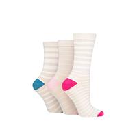 SockShop Wildfeet Ladies Bamboo Socks -Patterned Fun and Colourful Soft Breathable Socks Multipack of 3 Pairs (UK, Numeric, 4, 8, Regular, Regular, Stripe Oatmeal)