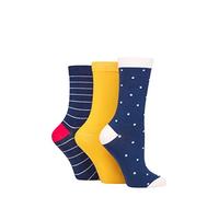 SockShop Wildfeet Ladies Bamboo Socks -Patterned Fun and Colourful Soft Breathable Socks Multipack of 3 Pairs (UK, Numeric, 4, 8, Regular, Regular, Polka Dot Navy)