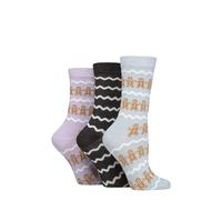 SockShop Wildfeet Ladies Christmas Socks - Xmas Patterned Novelty Gift Soft Breathable Bamboo 3 Pair Pack Size 4-8 Gingerbread