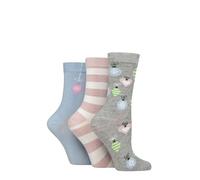 SockShop Wildfeet Ladies Christmas Socks - Xmas Patterned Novelty Gift Soft Breathable Bamboo 3 Pair Pack Size 4-8 (UK, Numeric, 4, 8, Regular, Regular, Baubles/Stripes)