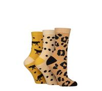 SockShop Wildfeet Ladies Cotton Novelty Patterned Socks Pack of 3 (UK, Numeric, 4, 8, Regular, Regular, Animal Print)