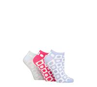 SockShop Wildfeet Ladies Cotton Patterned Trainer Socks Pack of 3 Spotty Check Lilac/Pink/Blue 4-8