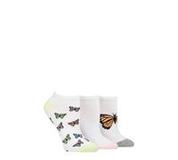 SockShop Wildfeet Ladies Novelty Cotton Trainer Socks Pack of 3 Butterflies 4-8
