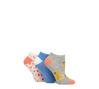 SockShop Wildfeet Ladies Novelty Cotton Trainer Socks Pack of 3 Cheetah 4-8