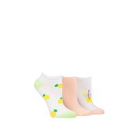 SockShop Wildfeet Ladies Novelty Cotton Trainer Socks Pack of 3 Lemonade 4-8