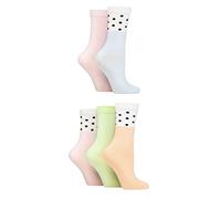 SockShop Wildfeet Ladies Patterned Bamboo Socks Pack of 5 Spots Blue/Pink/Peach 4-8