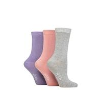 SockShop Wildfeet Ladies Plain Bamboo Socks Pack of 3 Grey/Pink/Purple 4-8